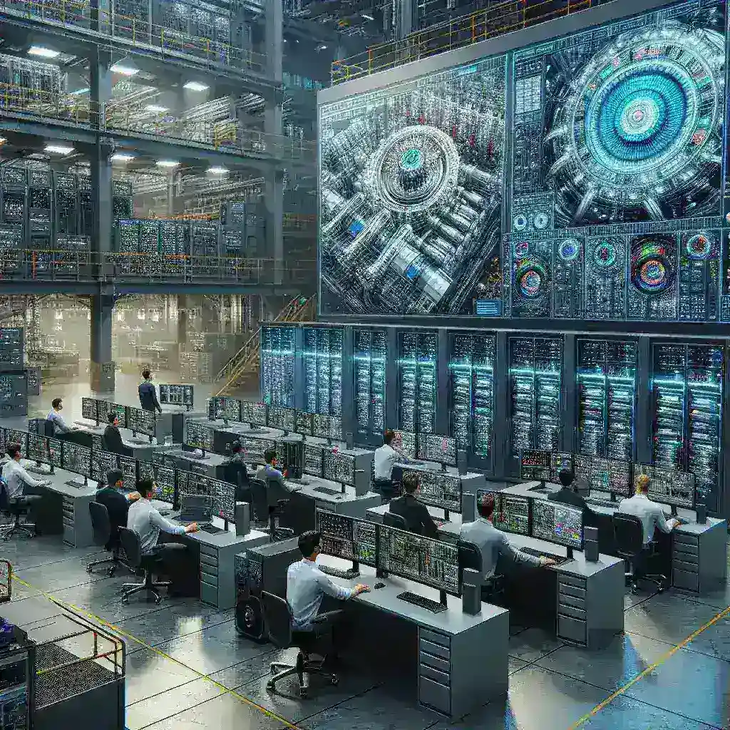 "Visual representation of Nvidia's Omniverse platform showcasing its capabilities for creating digital twins in industrial applications, featuring realistic 3D models and data integration."